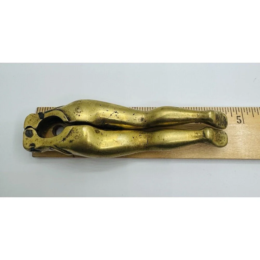 Vintage Handmade Brass  Figural Legs Nutcracker Nut Shell Cracker